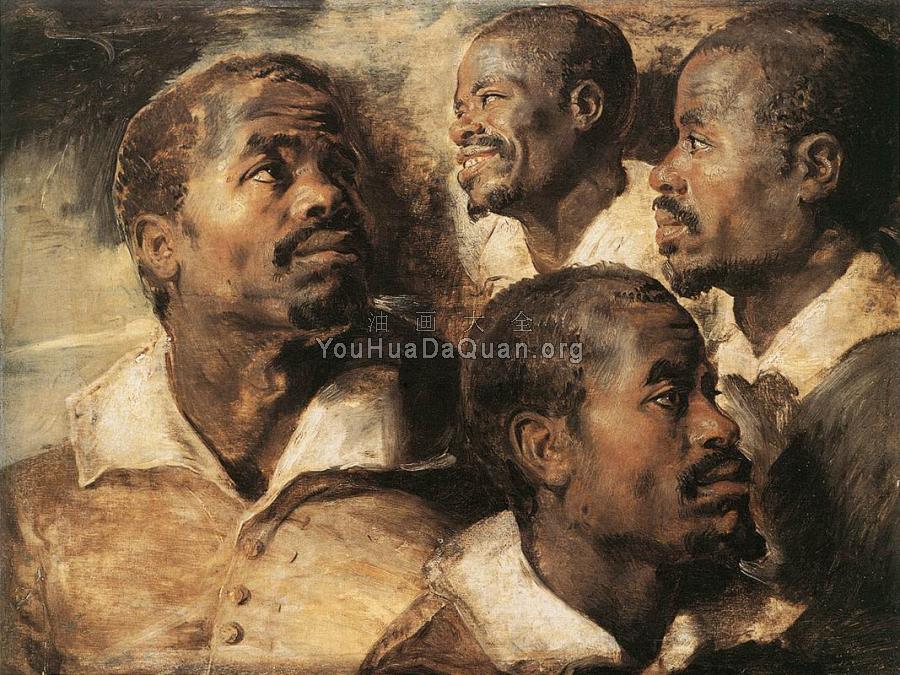 Four Studies of the Head of a Negro - 彼得·保罗·鲁本斯